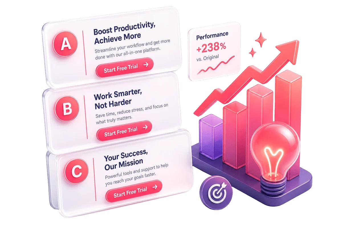 A/B copy variants with performance angles