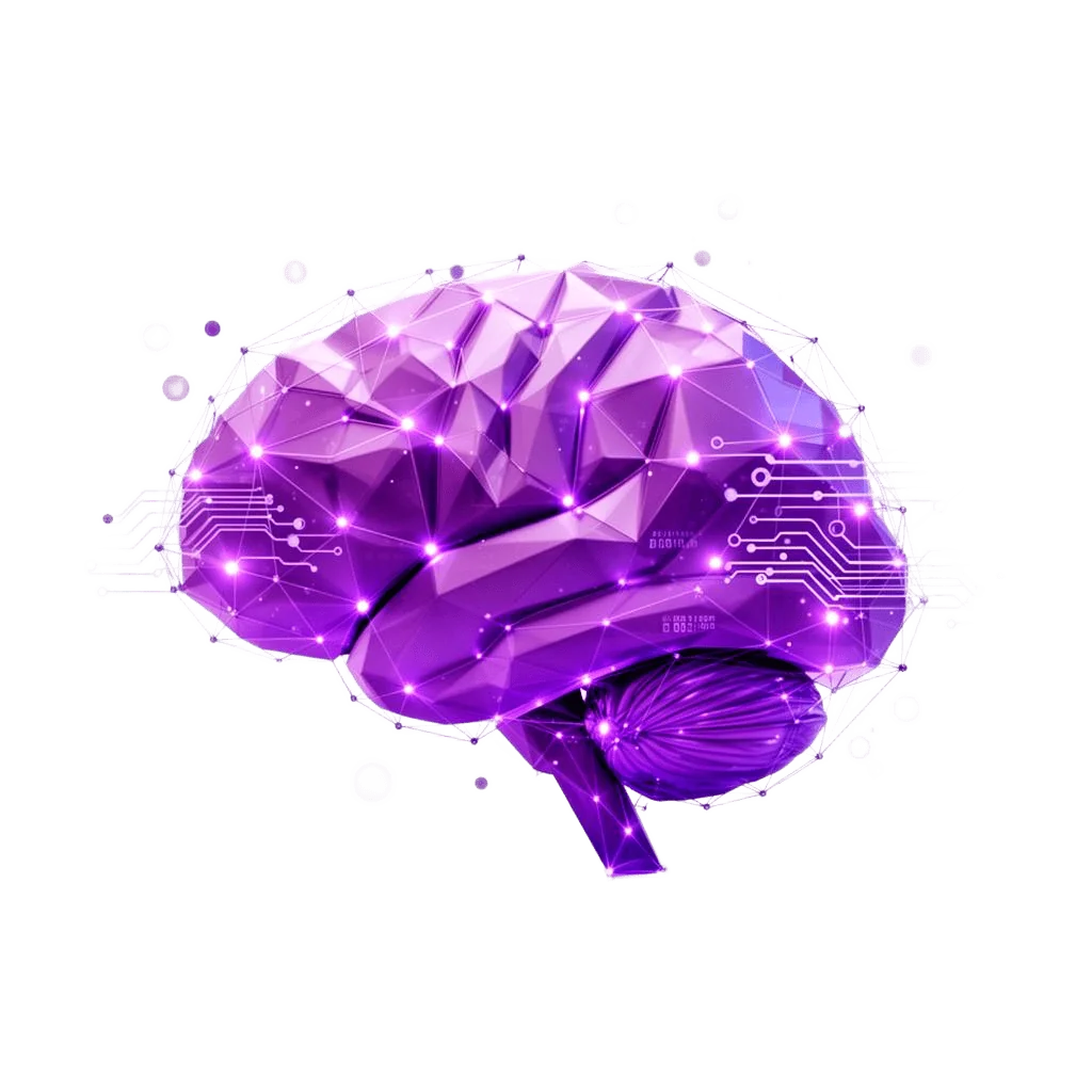 Glowing geometric brain made of nodes — illustration of AI validation engines