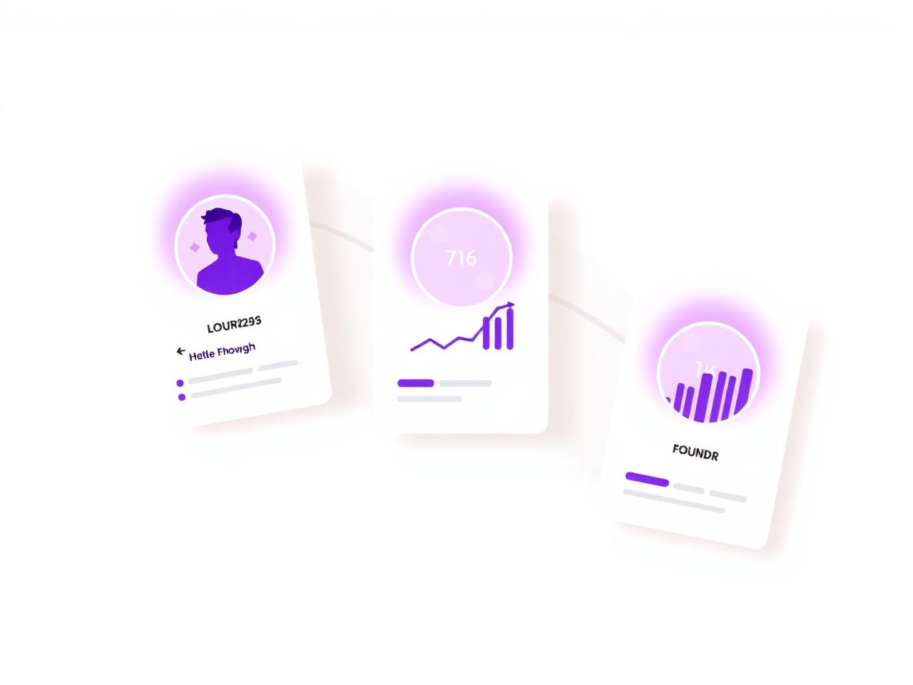 Editorial illustration of founder case study cards with growth charts
