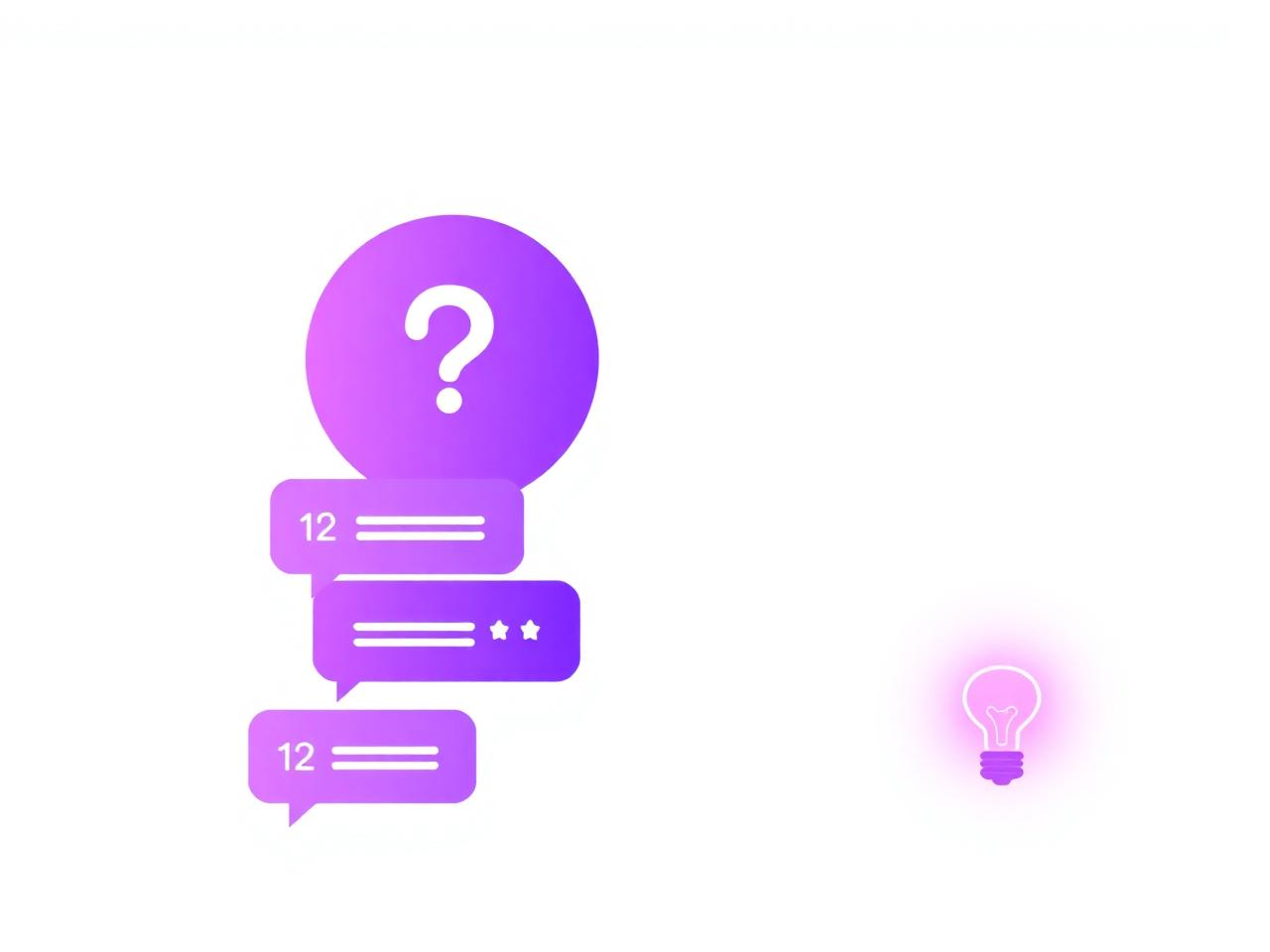 Editorial illustration of chat bubbles with a question mark and lightbulb
