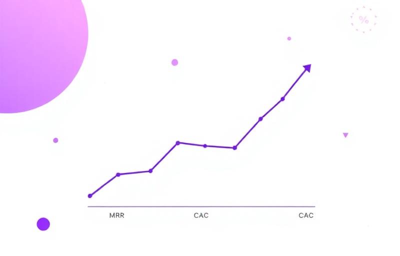 Upward line chart illustration with MRR and CAC labels