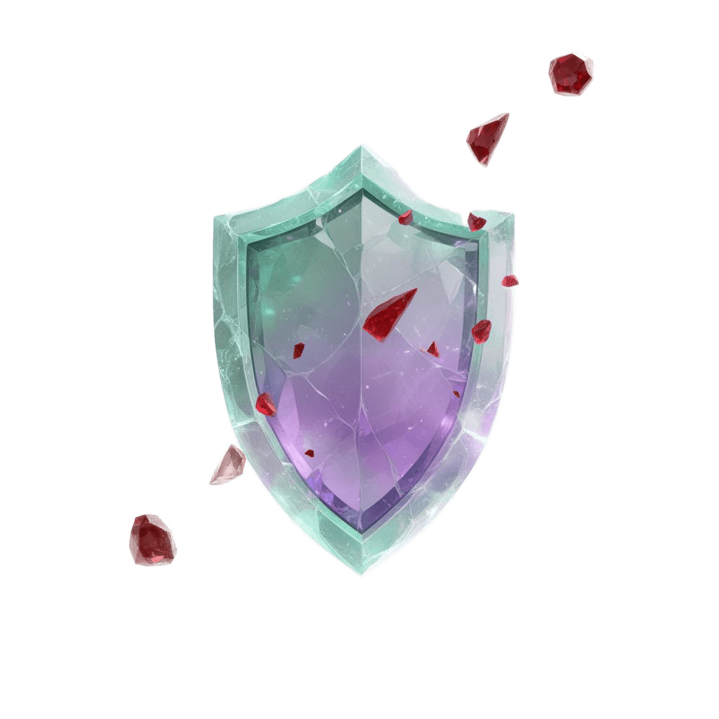 Crystal shield deflecting failure shards