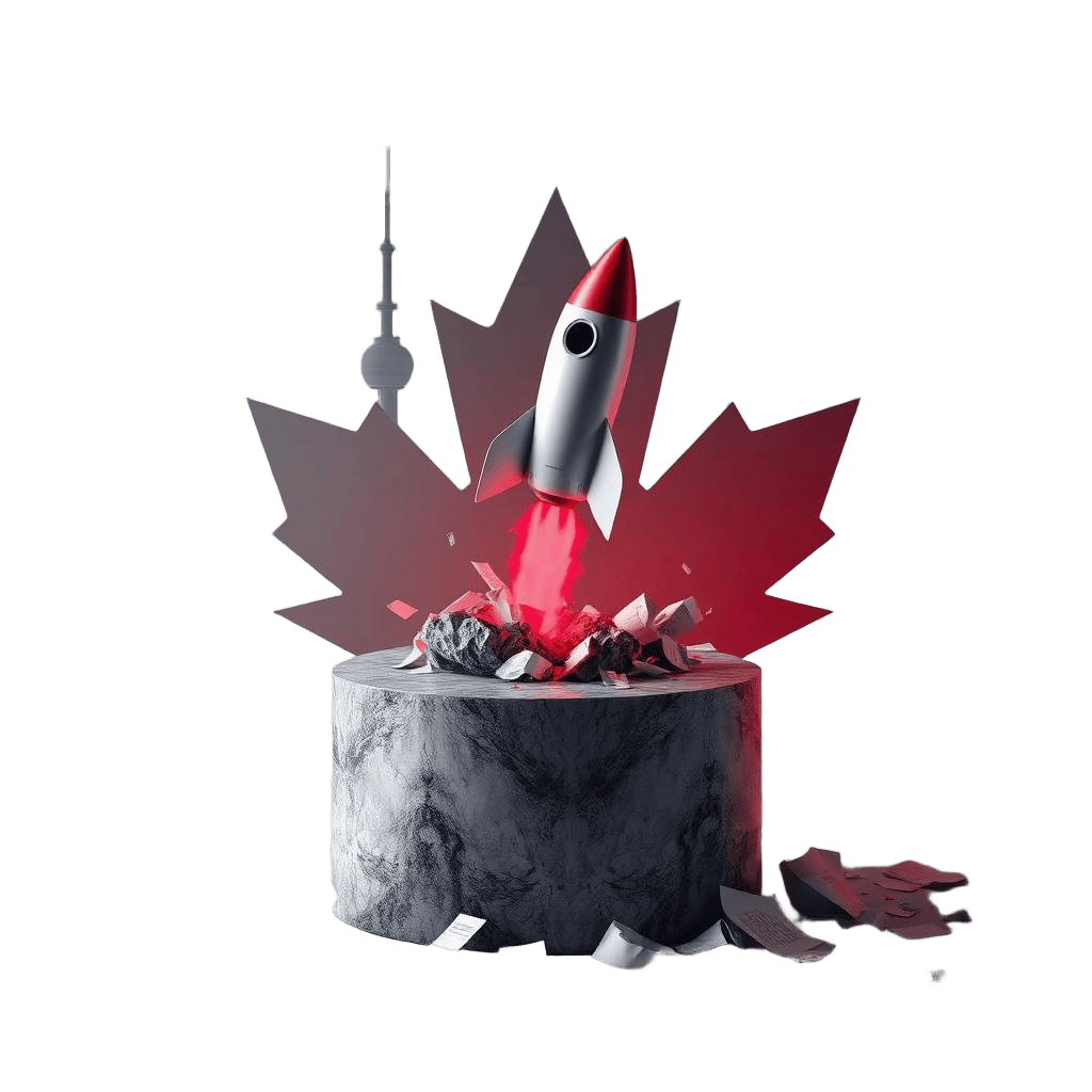 Failed startups in Canada — editorial illustration