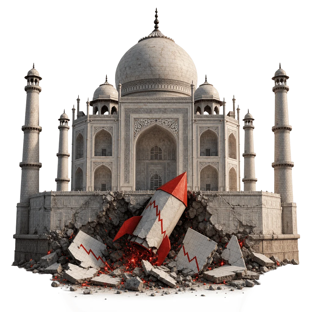 Failed startups in India — editorial illustration