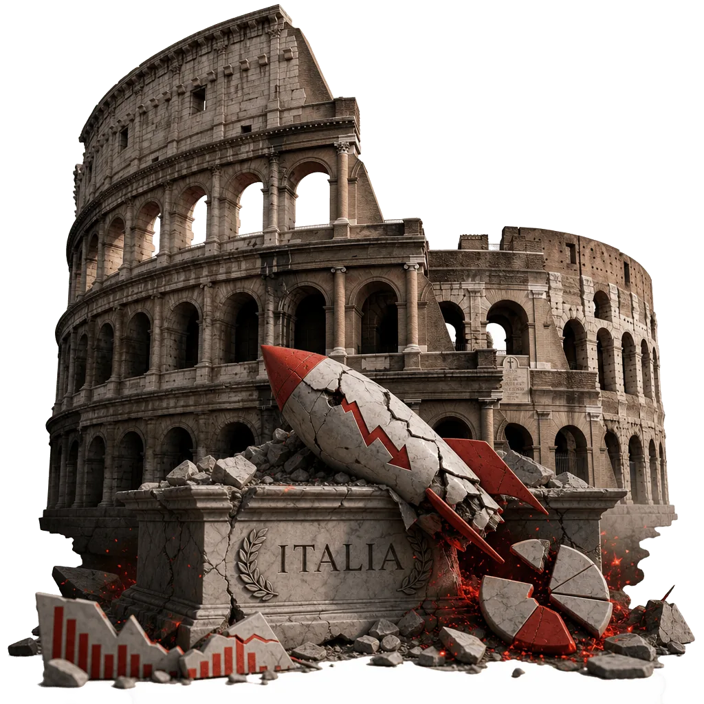Failed startups in Italy — editorial illustration
