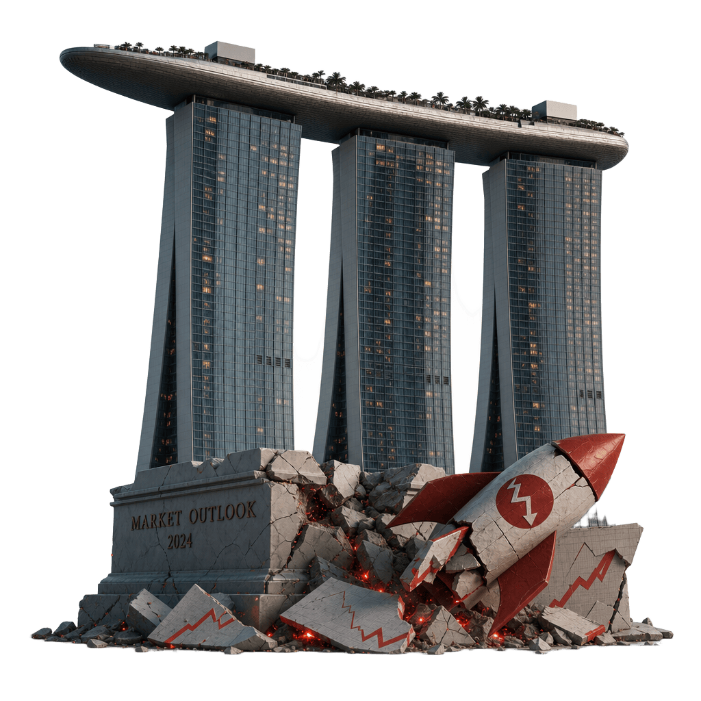 Failed startups in Singapore — editorial illustration