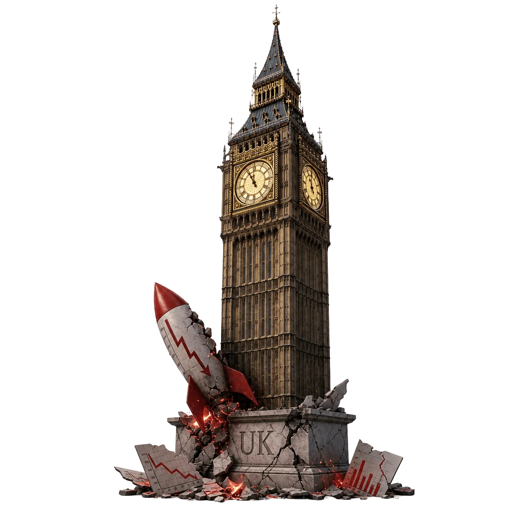 Failed startups in United Kingdom — editorial illustration