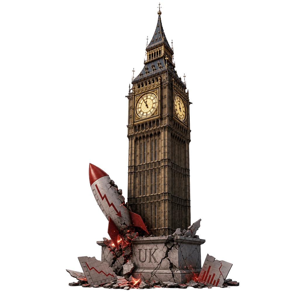 Failed startups in United Kingdom — editorial illustration