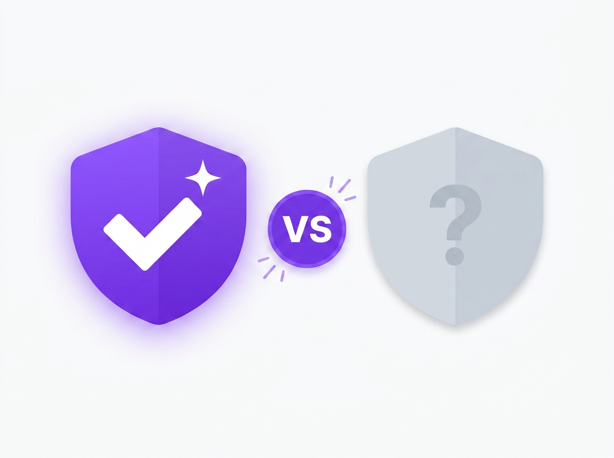 Two glossy logo bubbles facing each other with a VS badge in the middle