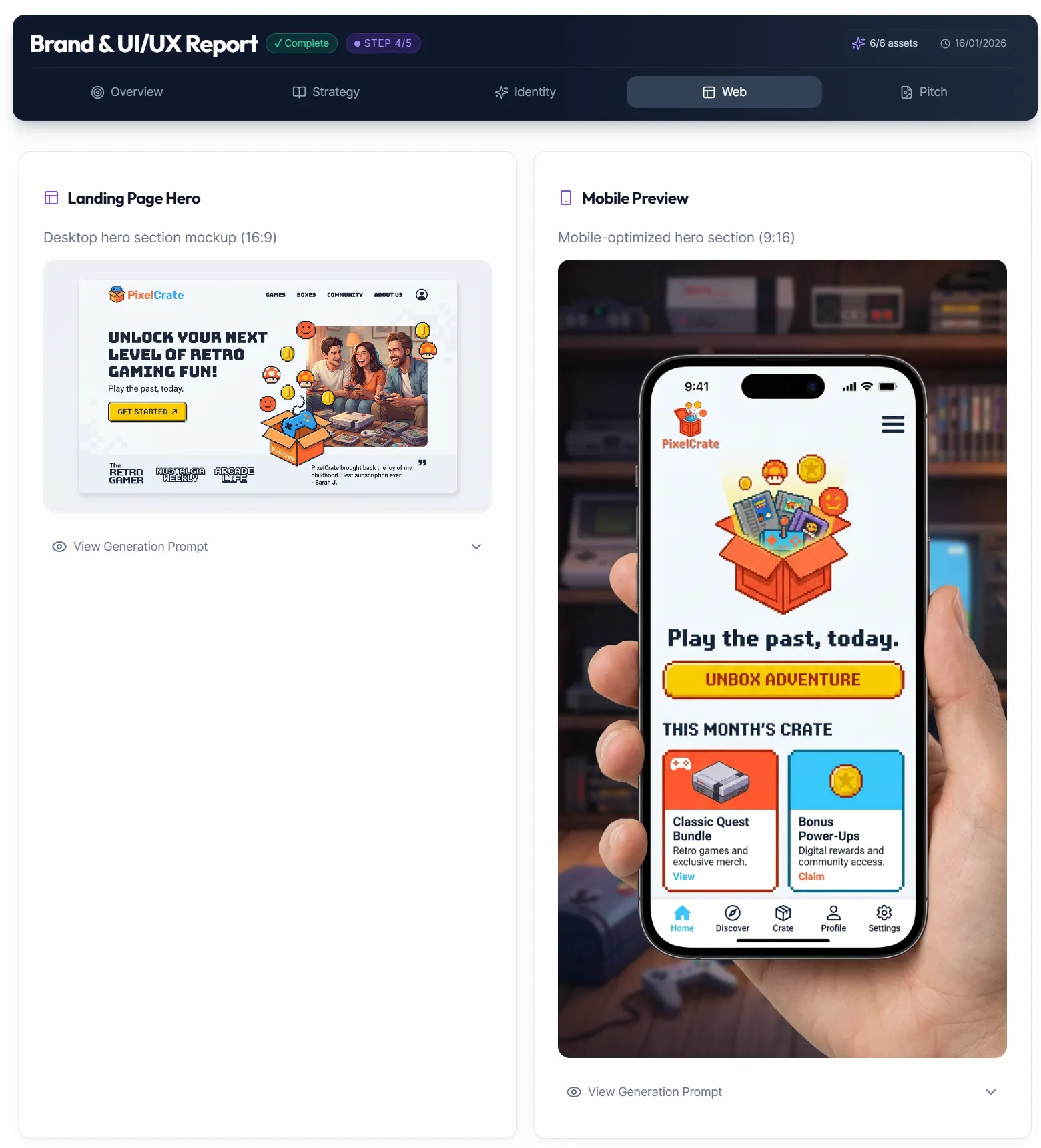 Web Design Mockups - IdeaProof validation result showing Desktop Hero • Mobile App Preview